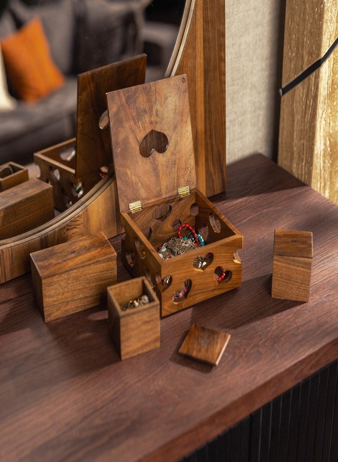 TILISMA Handmade Walnut Jewelry Box - Wooden Jewelry Organizer for Women - Jewelery Storage Box for Earrings, Necklaces, Bracelets - Birthday, Christmas, Valentines, Mothers Day Gifts for Women - Image 3